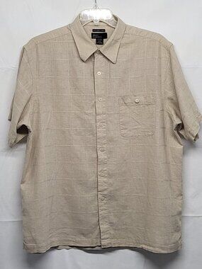 Marc Edwards Shirt Washable Linen Button Up Mens XXL Short Sleeve Plaid Coastal